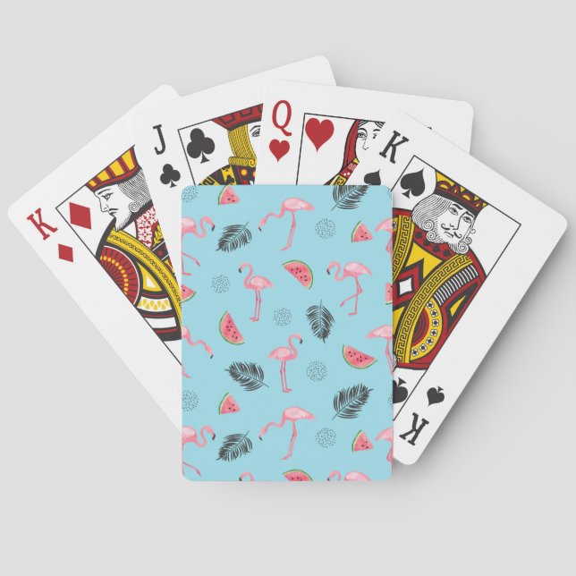 Baraja De Cartas Modelo tropical de moda del flamenco y de la (Reverso)