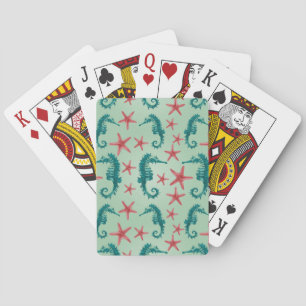 Baraja De Cartas Modelo verde azulado 2 del Seahorse