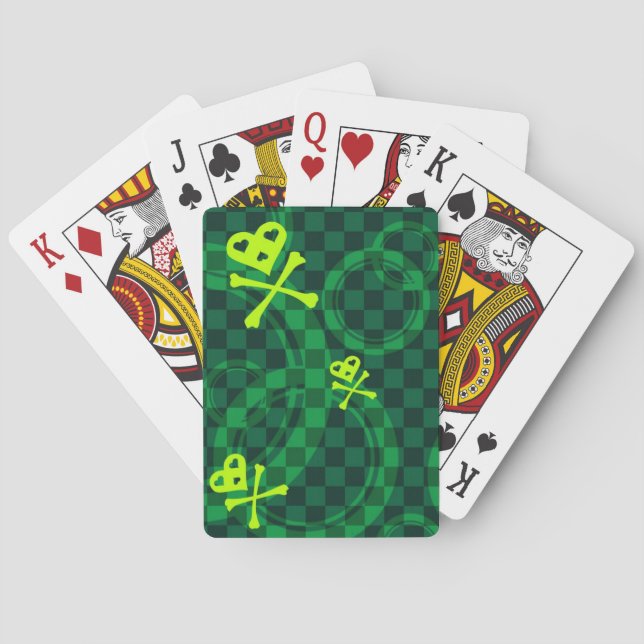 Baraja De Cartas Modelo verde de Emo con los círculos (Reverso)