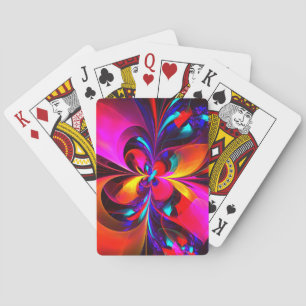 Baraja De Cartas Modern Floral Resumen Arte Patrón Azul Rojo #07