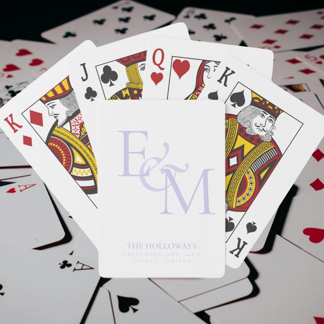Baraja De Cartas Modern Lavender Monogram Wedding Guest Book (Modern Lavender Monogram Wedding Guest Book Poker Cards)