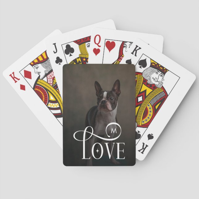 Baraja De Cartas Modern Love Custom Dog Pets Photo Monogram (Reverso)