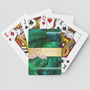 Baraja De Cartas Moderna, elegante, tropical, hojas de palmera, ros