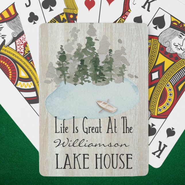 Baraja De Cartas Moderna familia de vacaciones de verano en Lake Ho (Custom Playing Cards to share at your summer vacation lake house. Monogrammed with family name.)