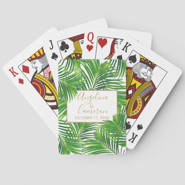 Baraja De Cartas Moderna vegetación tropical de palmeras (Reverso)