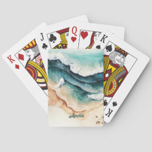 Baraja De Cartas Modernas olas de playa con arena costera