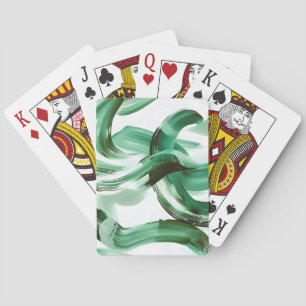 Baraja De Cartas Moderno abstracto de pinceladas verdes minimalista