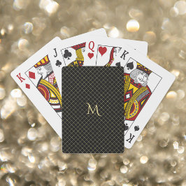 Baraja De Cartas Moderno Black Gold Monogramed Check Stripes Poker