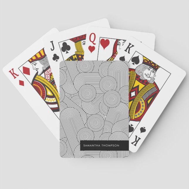 Baraja De Cartas Moderno Geométrico de Mediana Edad Arco Blanco Neg (Reverso)