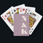 Baraja De Cartas Moderno Monograma Dusty Purple Custom Wedding Favo<br><div class="desc">Añada un toque elegante y personal a sus noches de juego con estas modernas cartas de juego personalizado en violeta polvoriento. Este diseño de moda, con audaces iniciales de la silueta, es perfecto para parejas, familias o todo aquel que ame una estética sofisticada. Ya sea para noches de póquer, un...</div>