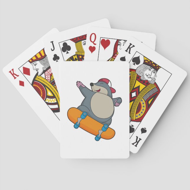 Baraja De Cartas Mole como Skater con Skateboard (Reverso)