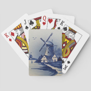 Baraja De Cartas Molino de viento azul vintage Delft