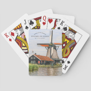 Baraja De Cartas Molino de viento Zaanse Schans Acuarela Patrimonio