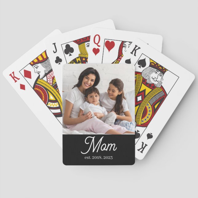 Baraja De Cartas Mom Established Black White Script Photo (Reverso)