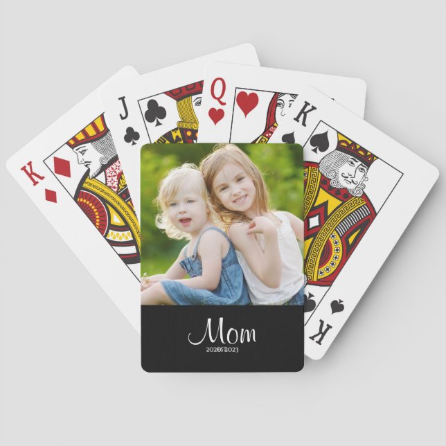 Baraja De Cartas Mom Established Black White Script Photo (Reverso)