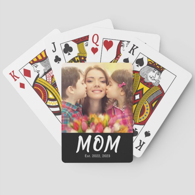Baraja De Cartas Mom Established Elegant Bold Font Black Photo (Reverso)