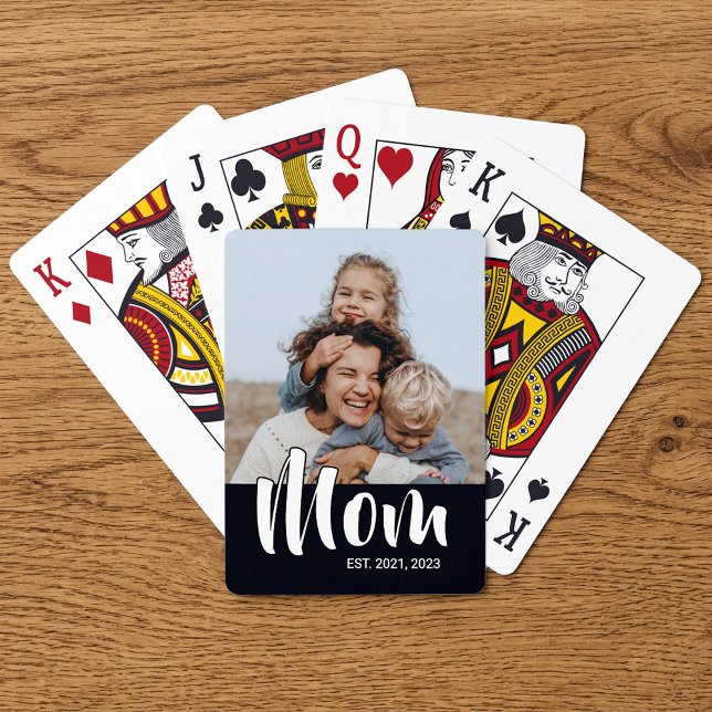 Baraja De Cartas Mom Established Script Black Photo (Mom Established Script Black Photo Poker Cards)