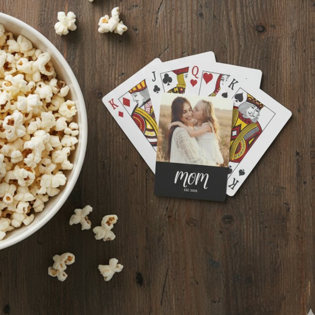 Baraja De Cartas Mom Established Script Black Photo Playing Cards (Subido por el creador)