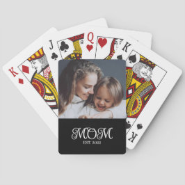 Baraja De Cartas Mom Established Script Black Photo Poker Cards