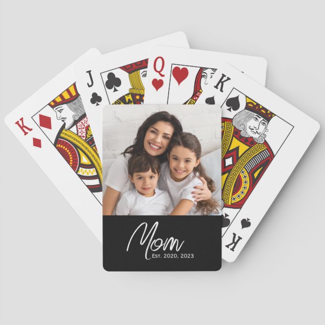 Baraja De Cartas Mom Established Script Black Photo Poker Cards (Reverso)