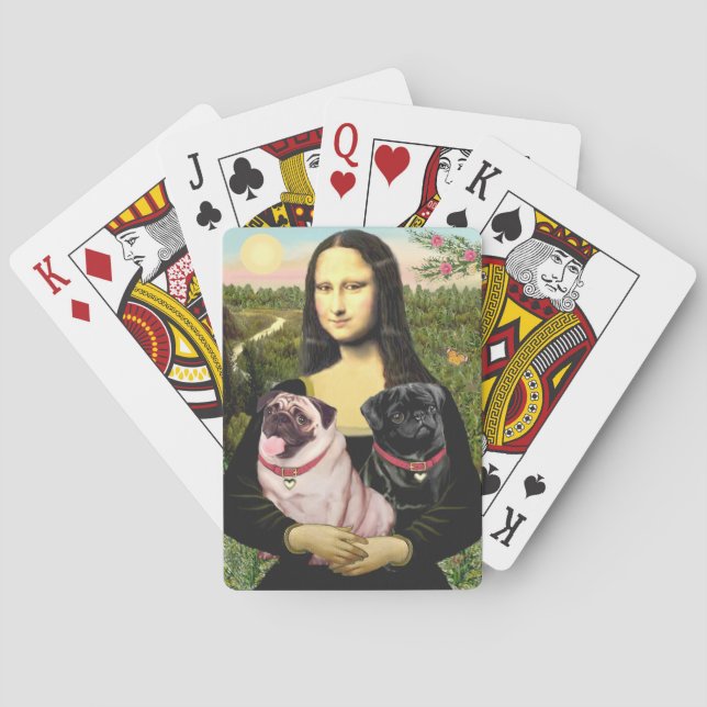 Baraja De Cartas Mona Lisa - Dos Pugs (Reverso)