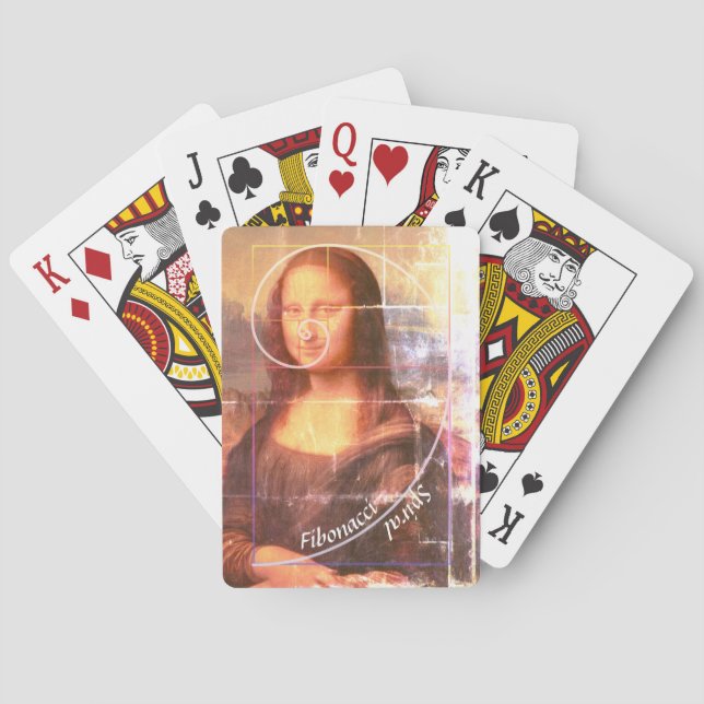 Baraja De Cartas Mona Lisa Fibonacci Personalizado espiral texto (Reverso)