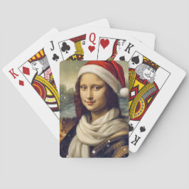 Baraja De Cartas Mona Lisa  in Santa  hat - festive vibes