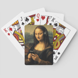 Baraja De Cartas Mona Lisa moderna con teléfono inteligente