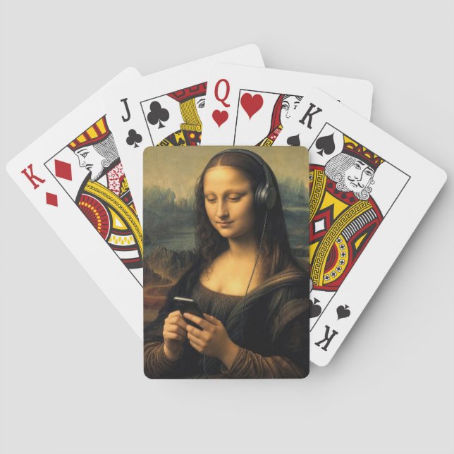 Baraja De Cartas Mona Lisa moderna con teléfono inteligente (Reverso)