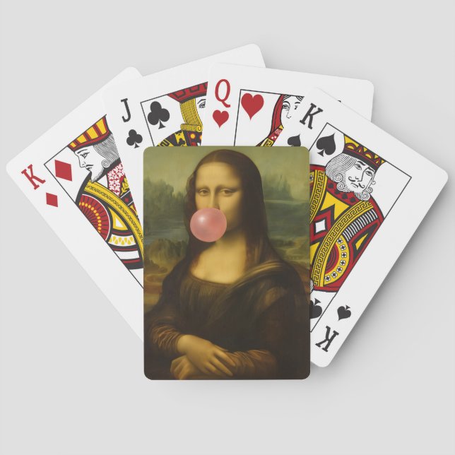 Baraja De Cartas Mona Lisa Soplando Goma Rosa (Reverso)