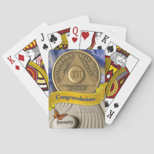 Baraja De Cartas Moneda de aniversario de 16 años de AA Serenidad