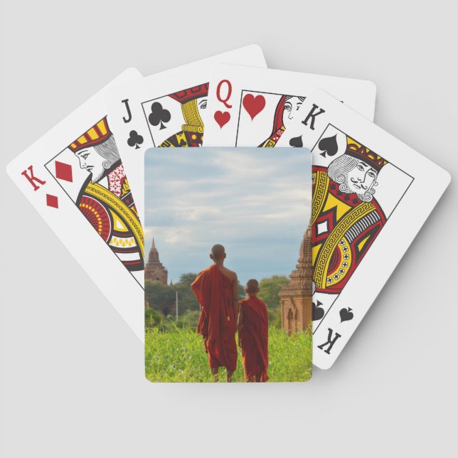 Baraja De Cartas Monjes con templos antiguos (Reverso)