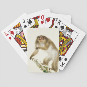 Baraja De Cartas Mono antiguo con cereza en otoño