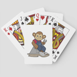 Baraja De Cartas Mono como mecánico con llave