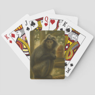 Baraja De Cartas Mono Contemplante - Arte de vida silvestre sereno