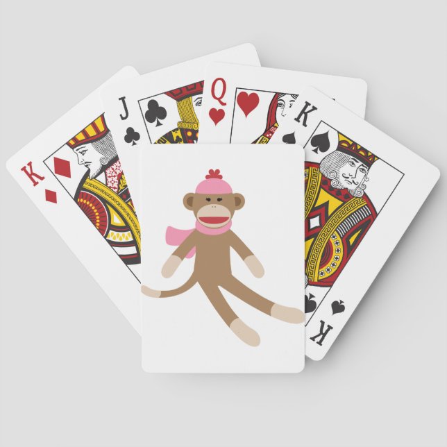 Baraja De Cartas mono de calcetín chica (Reverso)