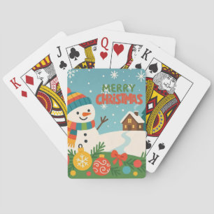 Baraja De Cartas Mono de nieve de Navidad lindo y clásico