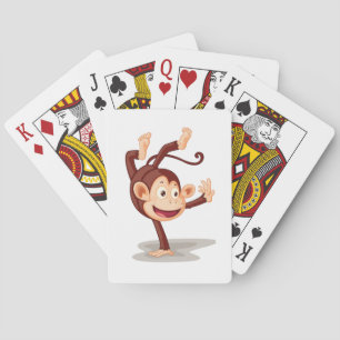 Baraja De Cartas Mono Juguetón Haciendo un Pino Animal Cute