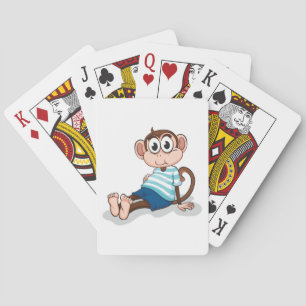 Baraja De Cartas Mono lindo con camisa a rayas azules y pantalones 