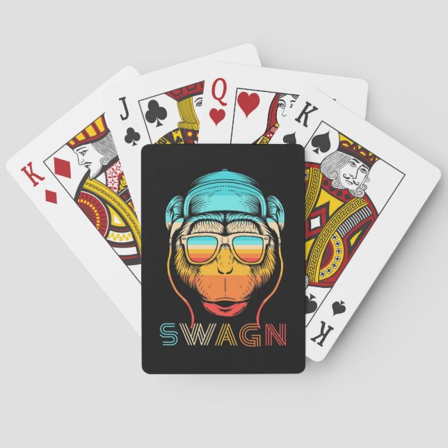 Baraja De Cartas Mono retro de Swagn (Reverso)