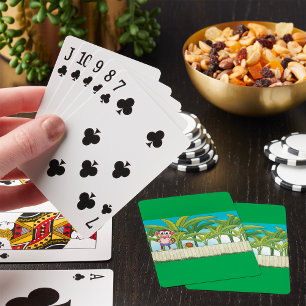 Baraja De Cartas Mono y caracol en escena de selva tropical