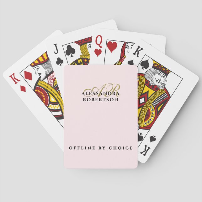 Baraja De Cartas Monogram Chic Funny Inspirational Pastel Pink Gold (Reverso)