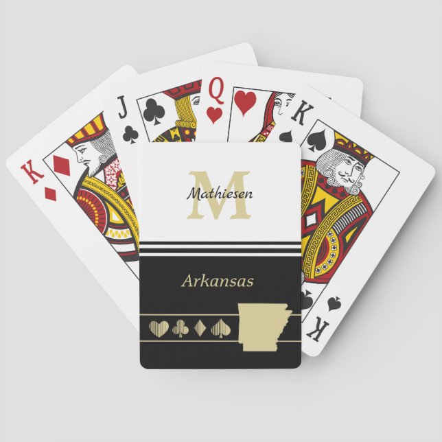 Baraja De Cartas Monogram Gold Silhouette Arkansas (Reverso)