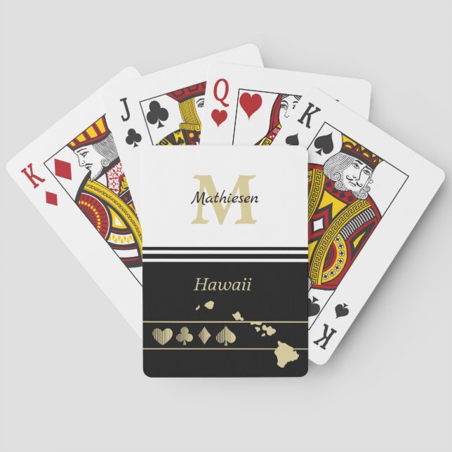 Baraja De Cartas Monogram Gold Silhouette Hawaii (Reverso)