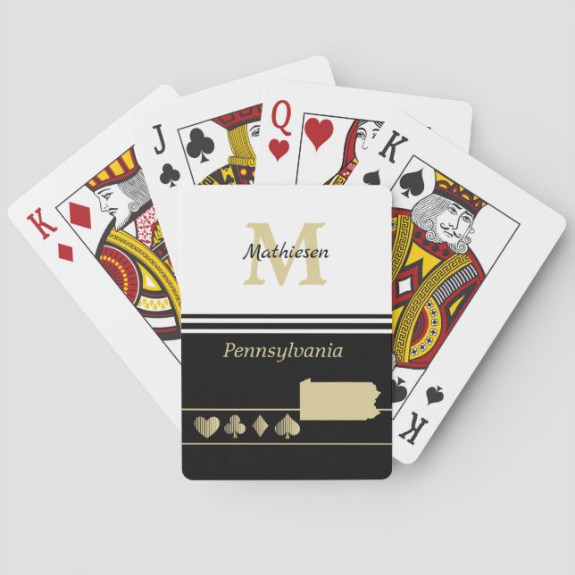 Baraja De Cartas Monogram Gold Silhouette Pennsylvania (Reverso)
