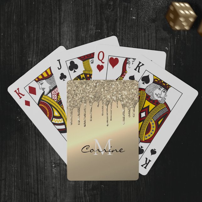 Baraja De Cartas Monograma 14k Brass Purpurina de goteo metálico de (Subido por el creador)