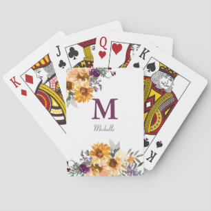 Baraja De Cartas Monograma Acuarela Flor de girasol