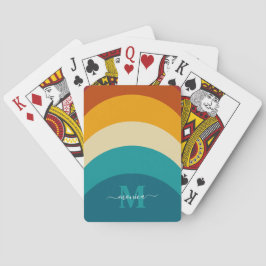 Baraja De Cartas Monograma arcoiris Nombre personalizado Retro Traz