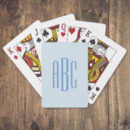 Baraja De Cartas Monograma azul de tres letras simple