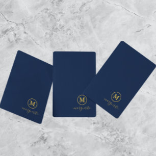 Baraja De Cartas Monograma azul marino y oro